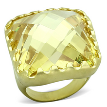 LOA888 - Brass Ring Matte Gold Women AAA Grade CZ Citrine Yellow