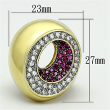 LOA902 - Brass Ring Gold+Ruthenium Women AAA Grade CZ Ruby