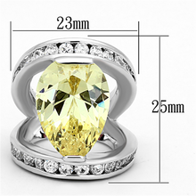 LOA925 - Brass Ring Rhodium Women AAA Grade CZ Citrine Yellow
