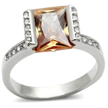 LOS528 - 925 Sterling Silver Ring Rhodium Women AAA Grade CZ Champagne