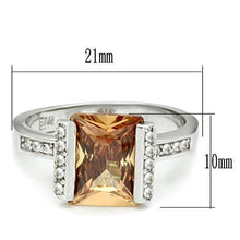 LOS528 - 925 Sterling Silver Ring Rhodium Women AAA Grade CZ Champagne