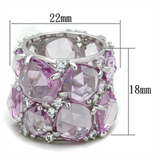 LOS768 - 925 Sterling Silver Ring Rhodium Women Synthetic Light Rose