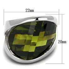 LOS829 - 925 Sterling Silver Ring Rhodium Women AAA Grade CZ Olivine color