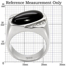 TK02214 - Stainless Steel Ring High polished (no plating) Men Semi-Precious Jet