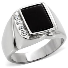 TK02225 - Stainless Steel Ring High polished (no plating) Men Semi-Precious Jet