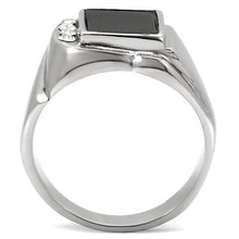 TK02225 - Stainless Steel Ring High polished (no plating) Men Semi-Precious Jet