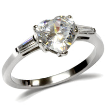 TK027 - Stainless Steel Ring High polished (no plating) Women AAA Grade CZ Clear