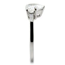 TK027 - Stainless Steel Ring High polished (no plating) Women AAA Grade CZ Clear