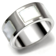 TK043 - Stainless Steel Ring High polished (no plating) Women Precious Stone White