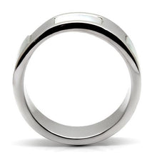 TK043 - Stainless Steel Ring High polished (no plating) Women Precious Stone White