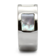 TK043 - Stainless Steel Ring High polished (no plating) Women Precious Stone White