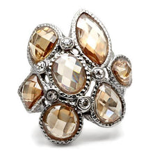 TK044 - Stainless Steel Ring High polished (no plating) Women AAA Grade CZ Champagne