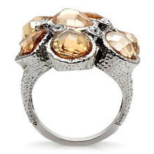TK044 - Stainless Steel Ring High polished (no plating) Women AAA Grade CZ Champagne