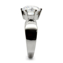 TK046 - Stainless Steel Ring High polished (no plating) Women AAA Grade CZ Clear