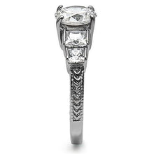 TK057 - Stainless Steel Ring High polished (no plating) Women AAA Grade CZ Clear