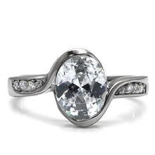 TK064 - Stainless Steel Ring High polished (no plating) Women AAA Grade CZ Clear