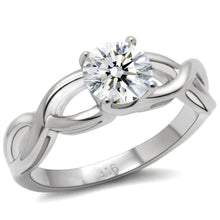 TK065 - Stainless Steel Ring High polished (no plating) Women AAA Grade CZ Clear