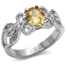 TK080 - Stainless Steel Ring High polished (no plating) Women AAA Grade CZ Champagne