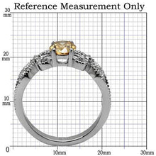 TK080 - Stainless Steel Ring High polished (no plating) Women AAA Grade CZ Champagne