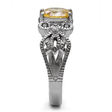 TK080 - Stainless Steel Ring High polished (no plating) Women AAA Grade CZ Champagne