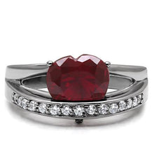 TK089 - Stainless Steel Ring High polished (no plating) Women AAA Grade CZ Ruby