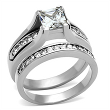 TK0W383 - Stainless Steel Ring High polished (no plating) Women AAA Grade CZ Clear