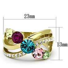 TK1031 - Stainless Steel Ring IP Gold(Ion Plating) Women Top Grade Crystal Multi Color