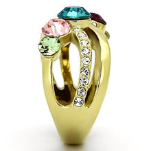 TK1031 - Stainless Steel Ring IP Gold(Ion Plating) Women Top Grade Crystal Multi Color