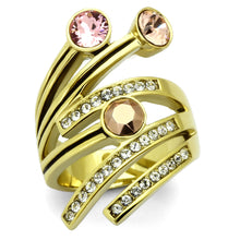 TK1033 - Stainless Steel Ring IP Gold(Ion Plating) Women Top Grade Crystal Multi Color