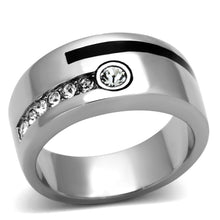 TK1067 - Stainless Steel Ring High polished (no plating) Men Top Grade Crystal Clear