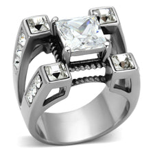 TK1072 - Stainless Steel Ring High polished (no plating) Men AAA Grade CZ Clear