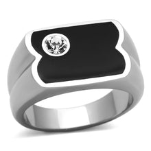 TK1073 - Stainless Steel Ring High polished (no plating) Men Top Grade Crystal Clear