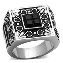 TK1074 - Stainless Steel Ring High polished (no plating) Men Synthetic Jet