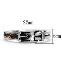 TK1079 - Stainless Steel Ring High polished (no plating) Women Top Grade Crystal Smoked Quartz
