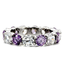 TK109 - Stainless Steel Ring High polished (no plating) Women AAA Grade CZ Amethyst