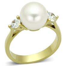 TK1103 - Stainless Steel Ring IP Gold(Ion Plating) Women Synthetic White