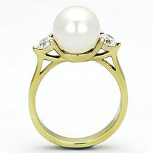 TK1103 - Stainless Steel Ring IP Gold(Ion Plating) Women Synthetic White