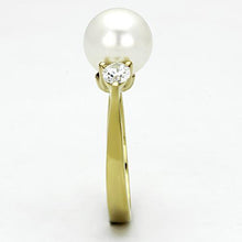 TK1103 - Stainless Steel Ring IP Gold(Ion Plating) Women Synthetic White
