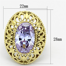 TK1110 - Stainless Steel Ring IP Gold(Ion Plating) Women AAA Grade CZ Light Amethyst