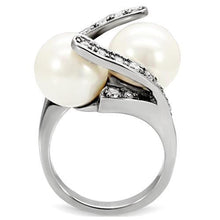 TK113 - Stainless Steel Ring High polished (no plating) Women Synthetic White