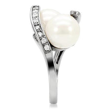 TK113 - Stainless Steel Ring High polished (no plating) Women Synthetic White