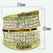 TK1146 - Stainless Steel Ring IP Gold(Ion Plating) Women Top Grade Crystal Multi Color