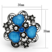 TK1149 - Stainless Steel Ring High polished (no plating) Women Synthetic Sea Blue