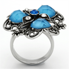 TK1149 - Stainless Steel Ring High polished (no plating) Women Synthetic Sea Blue