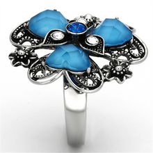 TK1149 - Stainless Steel Ring High polished (no plating) Women Synthetic Sea Blue