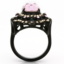 TK1154 - Stainless Steel Ring IP Black(Ion Plating) Women Top Grade Crystal Light Rose