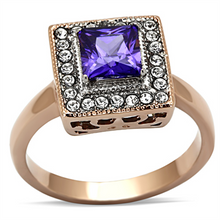 TK1162 - Stainless Steel Ring Two-Tone IP Rose Gold Women AAA Grade CZ Tanzanite