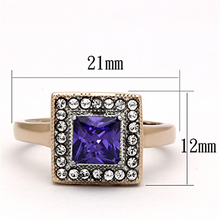 TK1162 - Stainless Steel Ring Two-Tone IP Rose Gold Women AAA Grade CZ Tanzanite