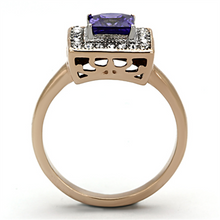 TK1162 - Stainless Steel Ring Two-Tone IP Rose Gold Women AAA Grade CZ Tanzanite