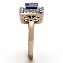 TK1162 - Stainless Steel Ring Two-Tone IP Rose Gold Women AAA Grade CZ Tanzanite